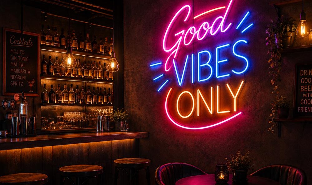 Insegna effetto neon LED per bar e locali Varese Milano