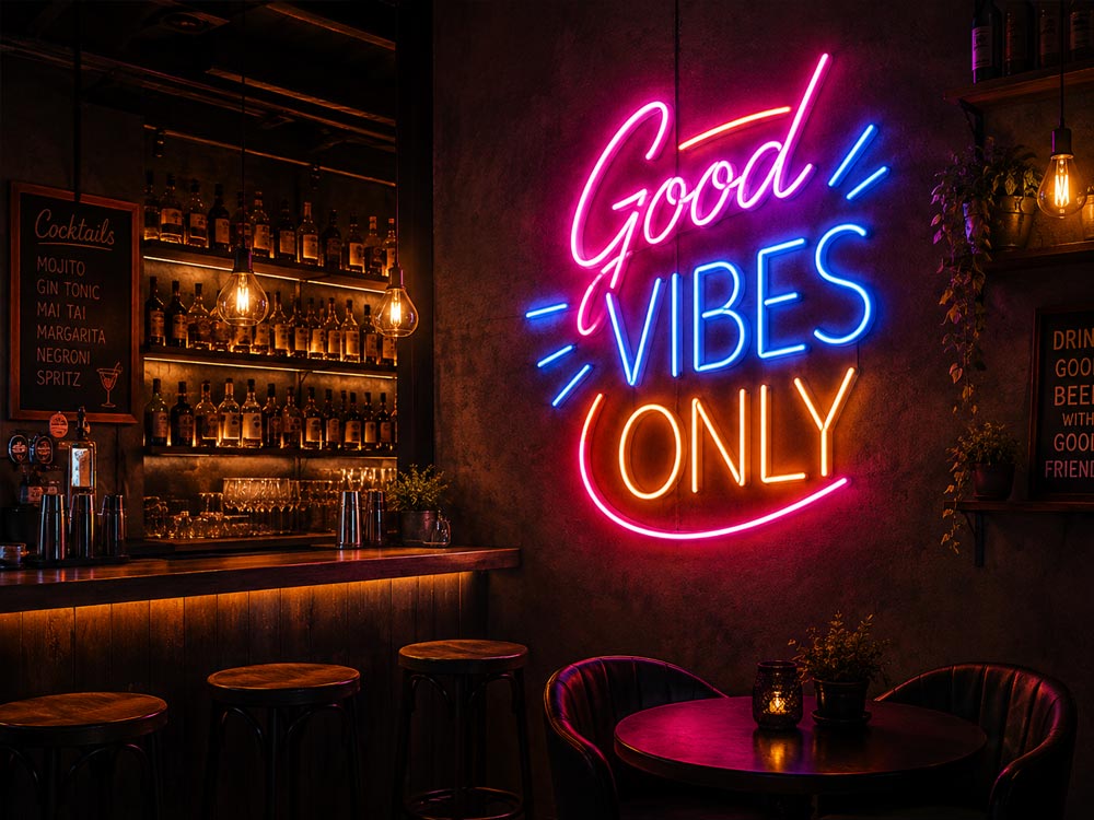 Insegna effetto neon LED per bar e locali Varese Milano
