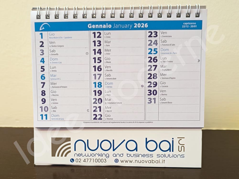 Calendari da tavolo personalizzati con grafica aziendale
