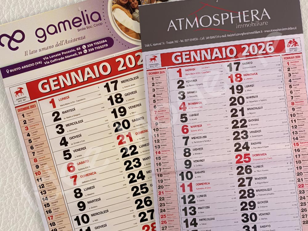 Calendario personalizzato aziendale con logo Varese Milano