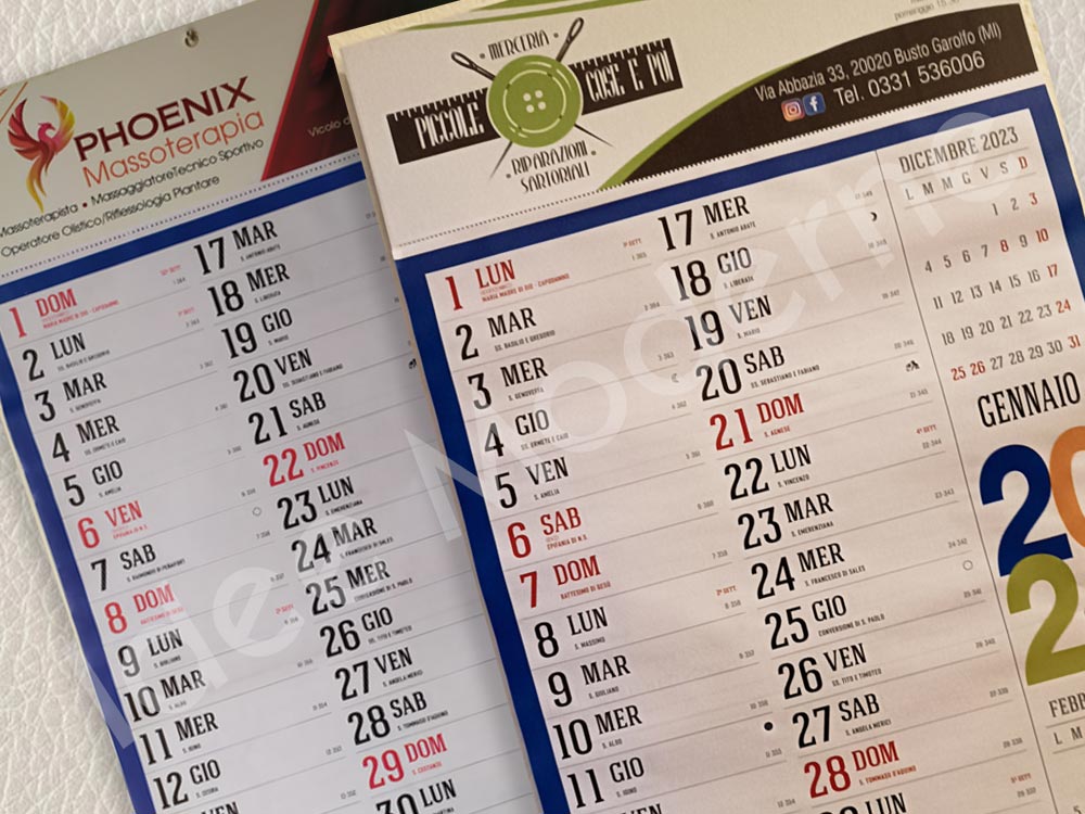 Calendario personalizzato aziendale con logo Varese Milano